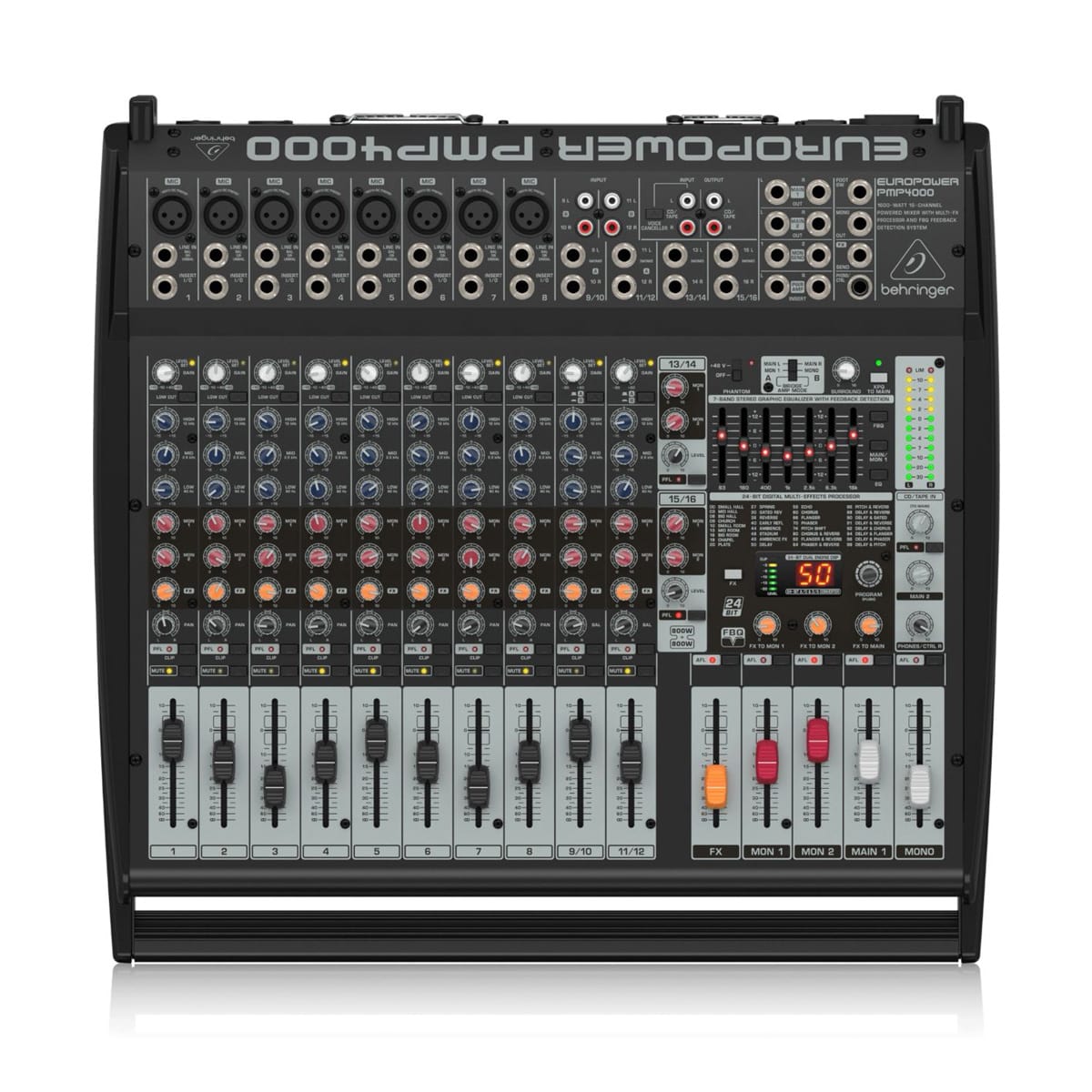 Behringer PMP4000 1600-Watt 16-Channel Powered Mixer with FX and USB Interface