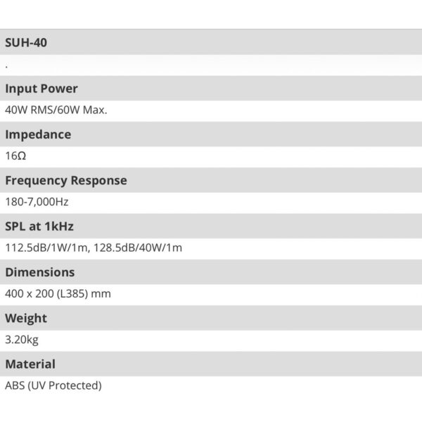 Ahuja SUH-40XT – 40W Weatherproof PA Horn Speaker with 100V Line Matching - Image 3