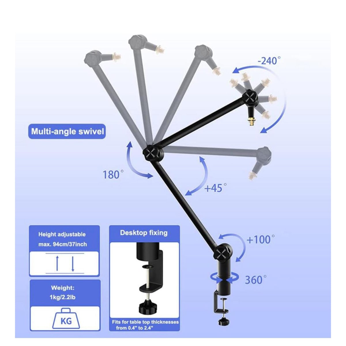 Desk Mounted Microphone Boom Arm stand - Image 2