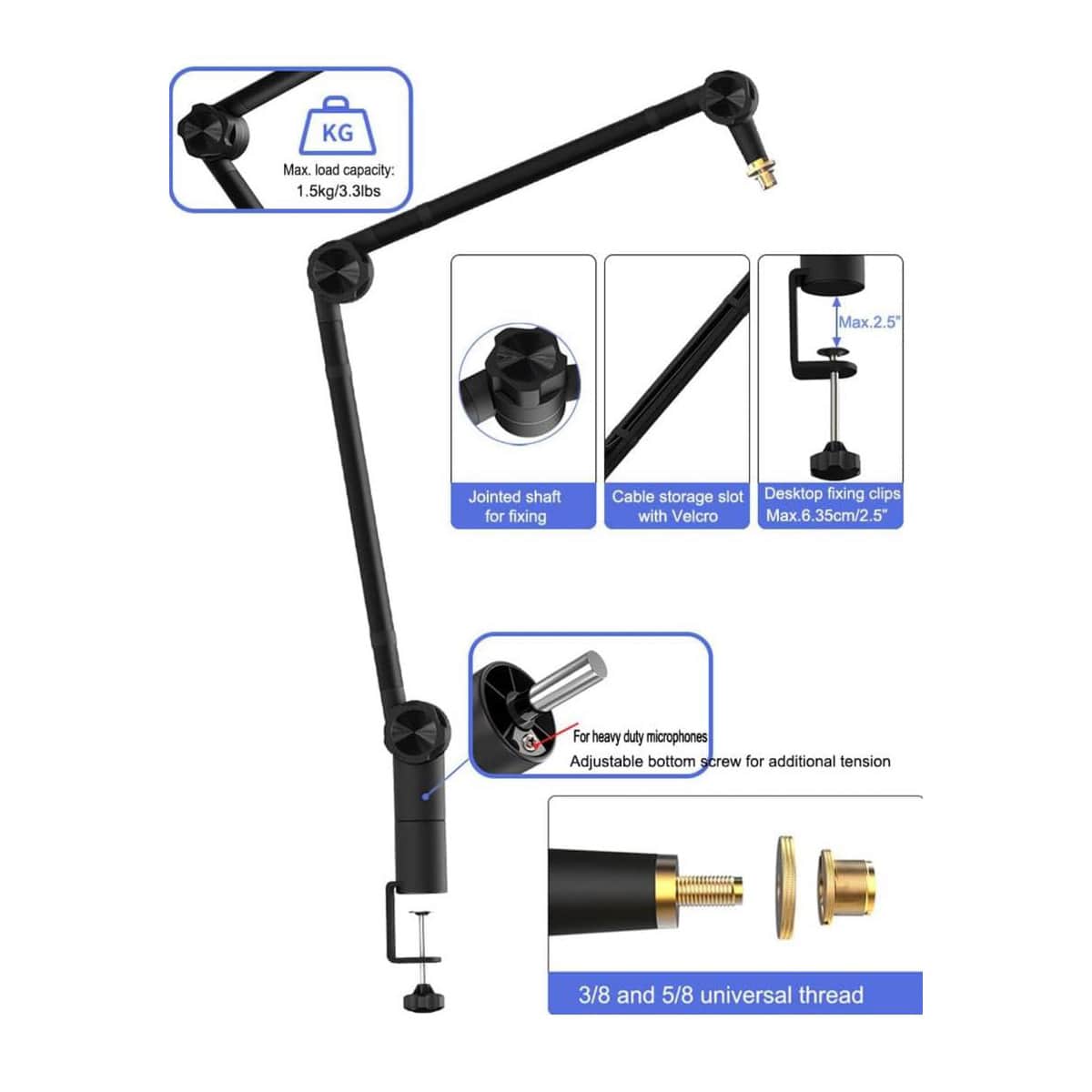 Desk Mounted Microphone Boom Arm stand - Image 4