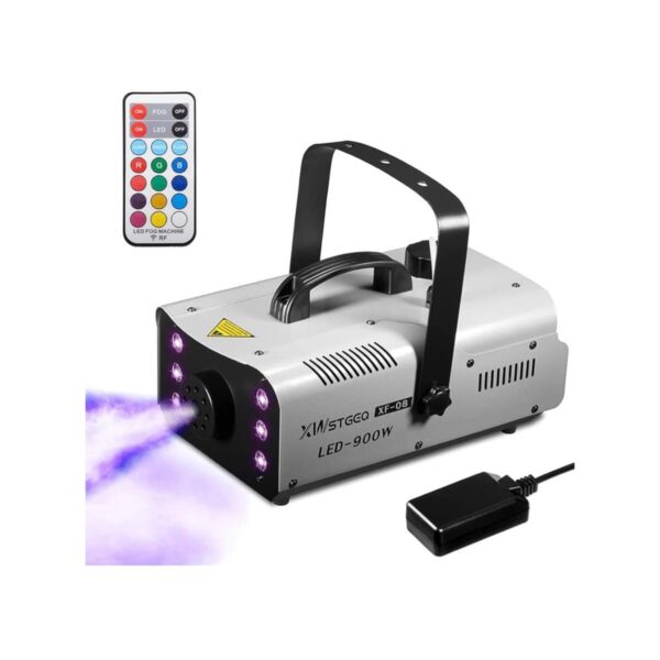 Fog Machine 900 Watt with 6 LED Lights and 2-In-1 Wireless Remote - With Liquid