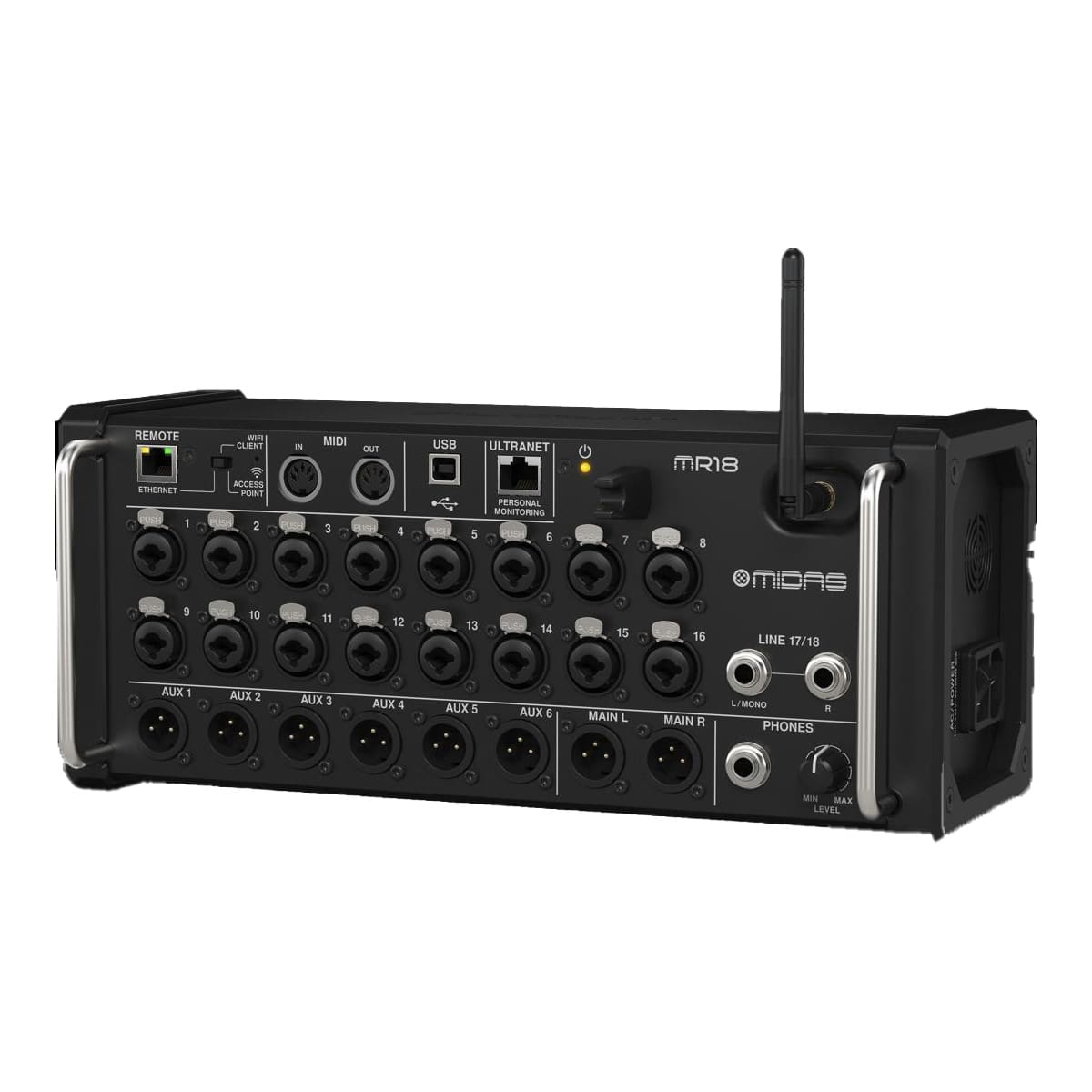 Midas MR18 18-Input Digital Mixer for iPad/Android Tablets with Wi-Fi and USB Recorder - Image 3