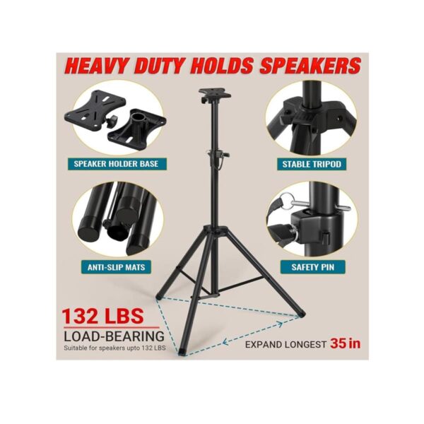 Metal Speaker Stand – Heavy-Duty Tripod Mount for PA Speakers, Studio Monitors & DJ Equipment (Pair) - Image 3